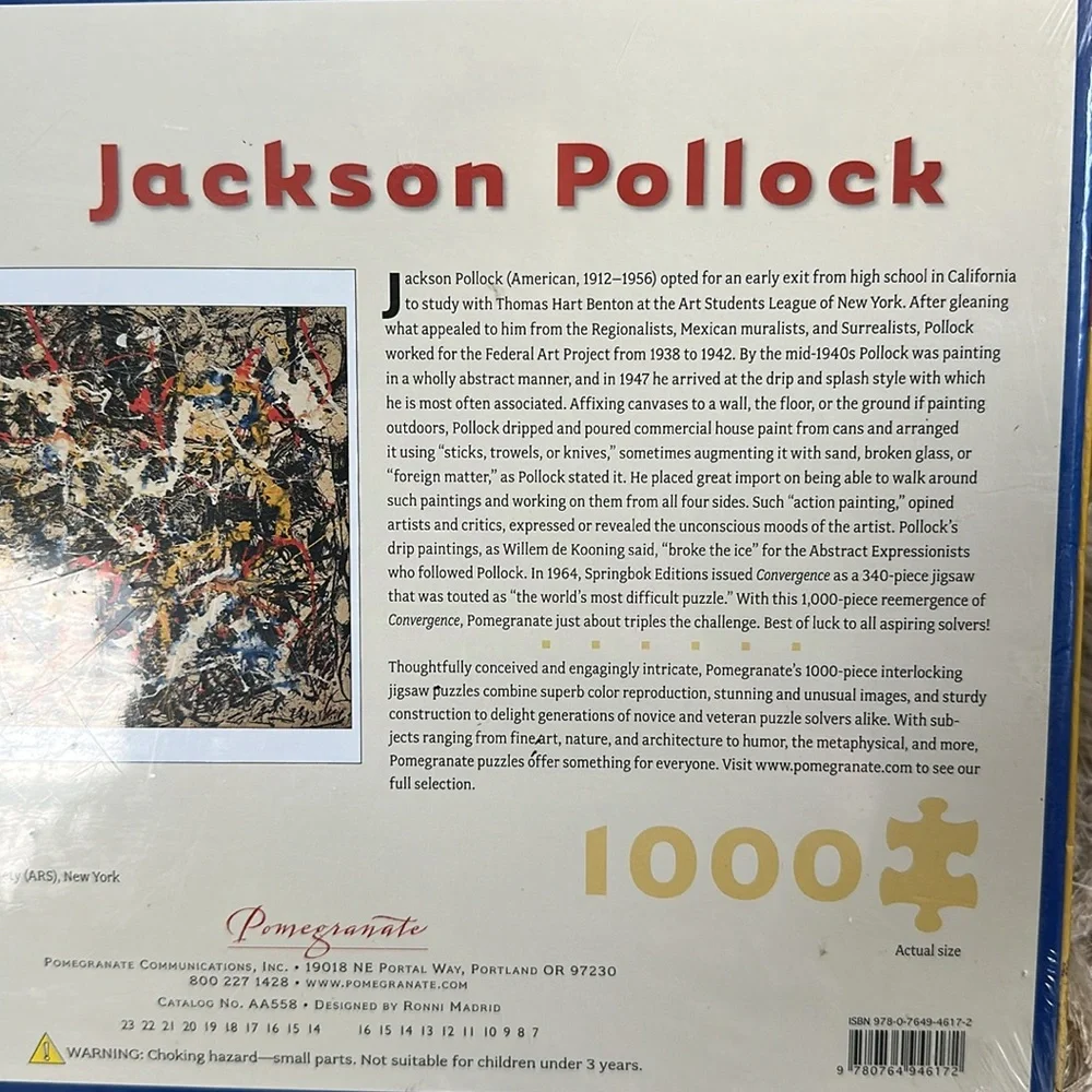 Jackson Pollock Convergence 1000 Piece Jigsaw Puzzle Pomegranate Art Puzzle‎